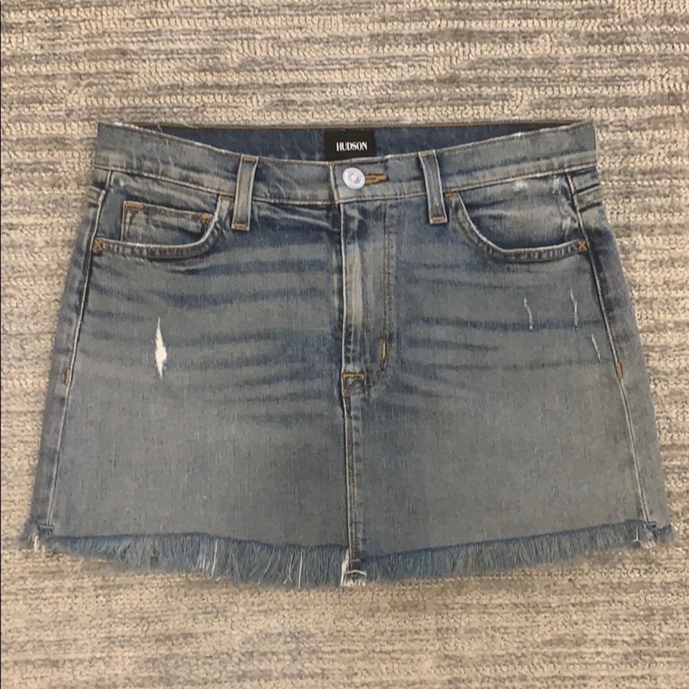 Hudson Vivid Mini Skirt with Frayed Hem